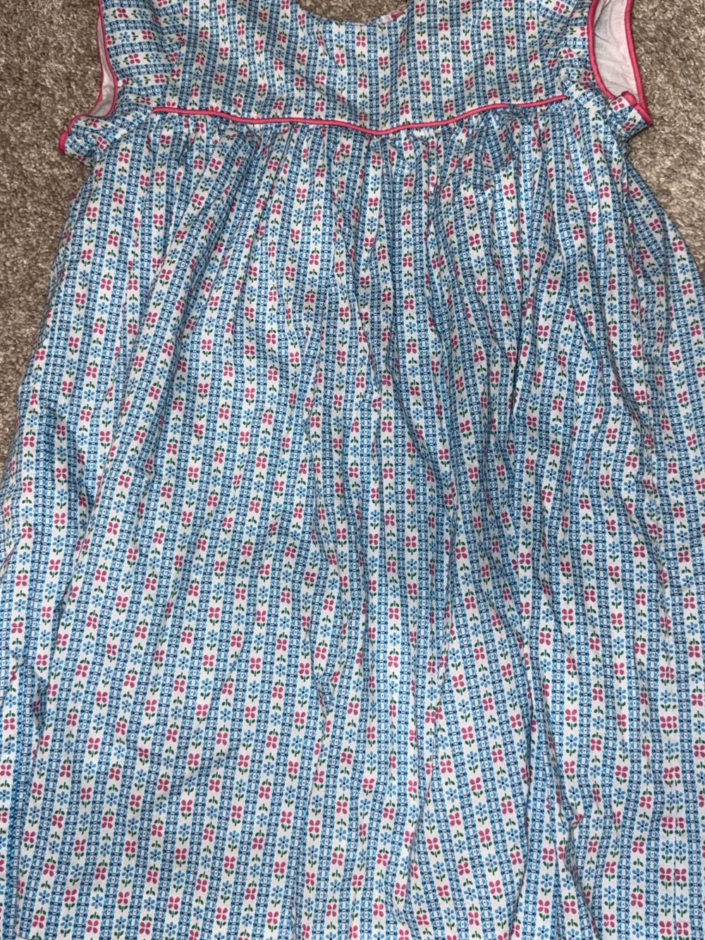 Girls' Blue and Pink Floral Print Summer Dress